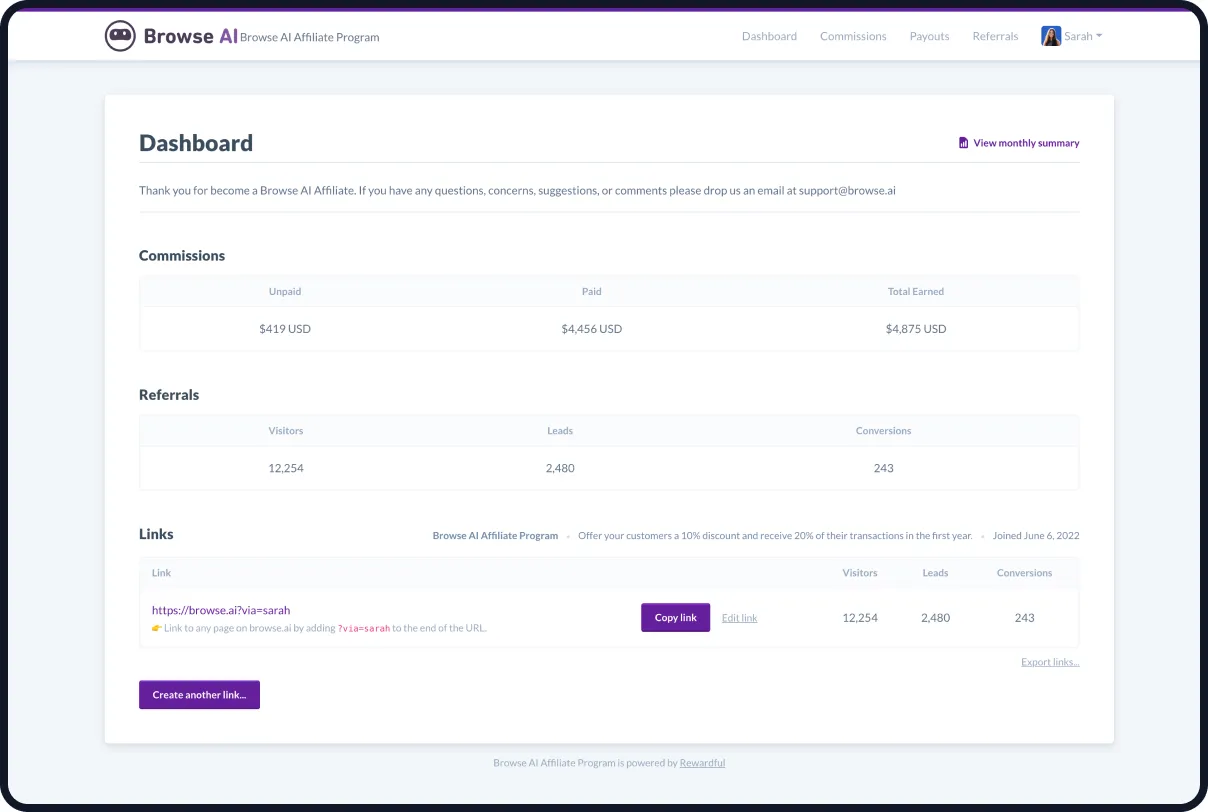 Dashboard mockup